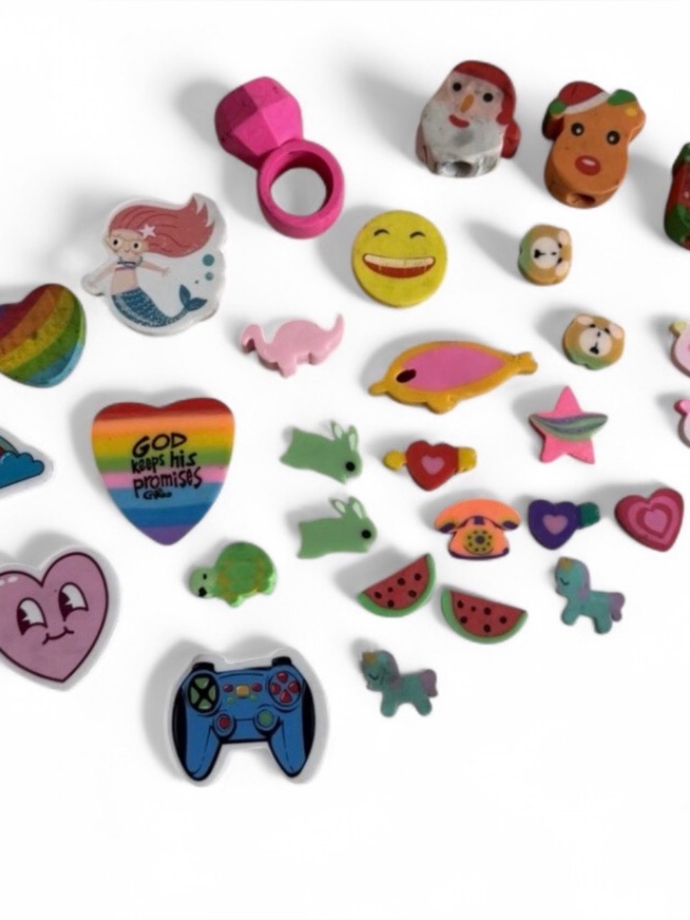 Vtg Novelty Eraser Lot 30+ 80s 90s Y2K Retro Holiday Colorful Nostalgia School